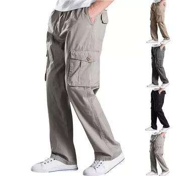 Брюки-карго для мужчин, мешковатые, мужские брюки-карго для парашютистов, легкие брюки, свободный крой, повседневные брюки для пешего туризма со шнурком L армия зеленый