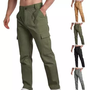 Брюки-карго для мужчин, мешковатые, мужские брюки-карго для парашютистов, легкие брюки, свободный крой, повседневные брюки для пешего туризма со шнурком L армия зеленый