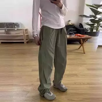 Брюки-карго для мужчин Yousheng, тонкие, быстросохнущие, для путешествий и кемпинга, свободные, с завязками на талии, однотонные, с карманами на молнии, длинные брюки M абрикосовый