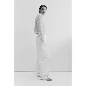 Брюки-карго H&M белые 1195329004