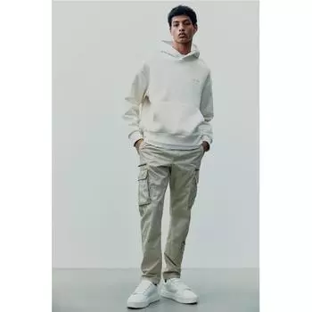 Брюки-карго HM Twill Regular Fit бежевого цвета M