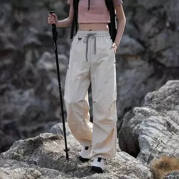 Брюки карго мужские летние тонкие для активного отдыха, прямые брюки парашютисты, свободные широкие брюки из ледяного шелка, повседневные брюки S