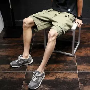 Брюки-карго, мужские свободные большие мужские шорты с несколькими карманами, летние пляжные повседневные брюки M хаки