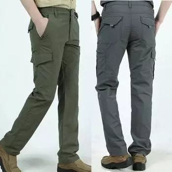 Брюки-карго мужские водонепроницаемые быстросохнущие дышащие легкие длинные брюки мужские повседневные тонкие тонкие брюки M чёрный
