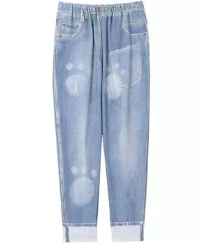 Брюки-карго Tsumori Chisato, длинные брюки, комнатная одежда, хлопок, мини, флис, материал, джинсовый стиль, принт, брюки-саруэль UOX558 Tsumori Chisato SLEEP BU M