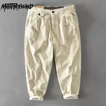 Брюки-карго в японском стиле, модные осенне-зимние новые мужские брюки, мешковатые брюки из хлопкового вельвета со средней посадкой, повседневные мужские брюки 29 королевский синий