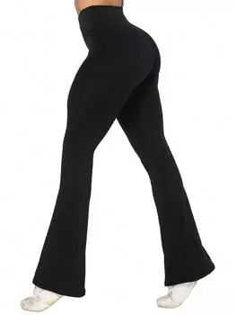 Брюки-клеш для йоги Naked с высокой талией, персиковые, с высокой посадкой, 30 дюймов XS чёрный