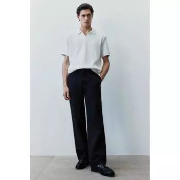 Брюки-клеш HM Regular Fit из смесового льна, черные