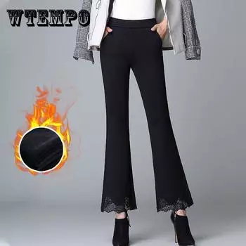 Брюки-клеш с микрозаклёшами Nine Points Plus Velvet Loose Slimming Брюки широкого кроя Повседневные брюки с высокой талией XXXXL