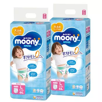 [Брюки L] Подгузники для девочек Moonyman (9~14 кг) 88 штук