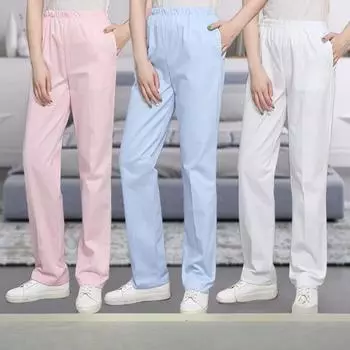 Брюки медсестры женские белые летние тонкие эластичные брюки с эластичной резинкой на талии больших размеров рабочие брюки для врачей XS синий