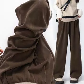 Брюки Melad Mountain с высокой талией, тонкие элегантные повседневные прямые брюки, свободные широкие брюки для женщин S чёрный