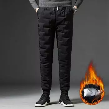 Брюки мужские из хлопка с пуховым наполнителем, мужские осенне-зимние, утепленные, однотонные, повседневные брюки с защитой от холода и плоскостопия XXXXXL