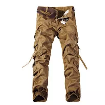 Брюки мужские многокарманные стираные комбинезоны мужские свободные хлопковые брюки мужские брюки-карго для мужчин повседневные брюки 40 чёрный