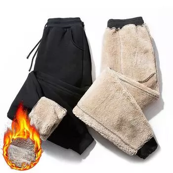 Брюки мужские повседневные брюки 2023 осень и зима новые утепленные и утепленные мужские спортивные штаны большого размера M чёрный