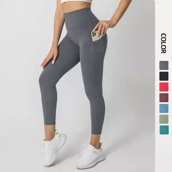 Брюки облегающие однотонные с высокой посадкой и застежкой на девять точек, спортивные штаны для бега, фитнеса, йоги XS