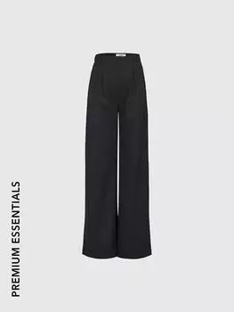 Брюки-палаццо со складками Черные