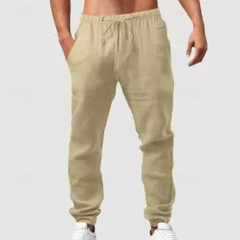 Брюки пляжные штаны карман кулиска эластичная кулиска дизайн простой дышащий повседневный брюки мода S