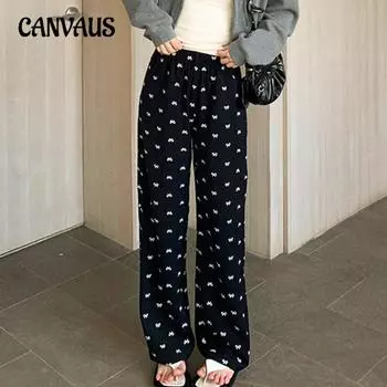 Брюки прямого покроя с эластичной талией и бантом, повседневные женские брюки с драпировкой M чёрный