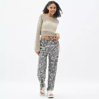 Брюки-пулеметы GU by Uniqlo с цветочным принтом+E 37 BROWN/XS