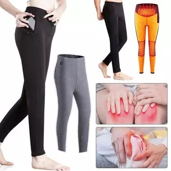 Брюки с электрическим USB-подогревом, зимние теплые брюки с подогревом, эластичные леггинсы M серый