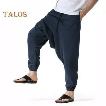 Брюки с глубоким шаговым швом, средней посадки, эластичный пояс на шнурке с большими вместительными карманами, брюки свободного кроя для походов, работы, путешествий, повседневной носки L хаки