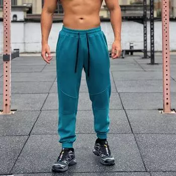 Брюки с поясом Спортивные уличные мужские свободные на шнурке Баскетбольные беговые тренировочные свободные длинные брюки Спортивные штаны Фитнес-брюки M темно-зеленого