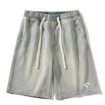 Брюки с пятью точками, джинсовые джинсы, мужские шорты для отдыха на весну и лето на шнурке M бежевый