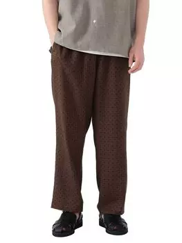 Брюки с принтом, свободные, до щиколотки, КОРИЧНЕВЫЕ L [BEAMS HEART] Мужские коричневый