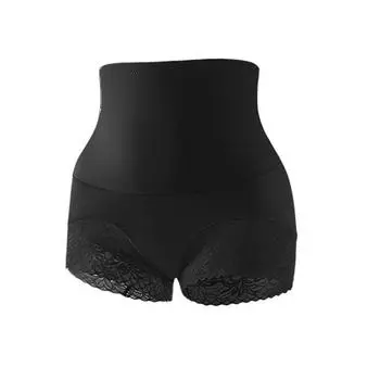 Брюки с высокой талией и мощной подтяжкой живота и ягодиц, а также корректировка фигуры с поясом внизу для формирования фигуры L чёрный