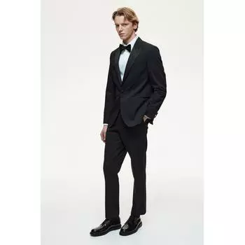 Брюки-смокинги из смеси шерсти HM Slim Fit, черные 46