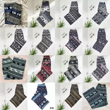 Брюки со слоном для мужчин и женщин, унисекс, с эластичной резинкой на талии, летние пляжные тонкие прямые брюки в Таиланде, повседневная уличная одежда, модная одежда Patterrn 1