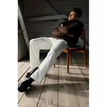 Брюки свободного кроя из твила HM белого цвета S