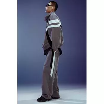 Брюки свободного кроя с боковыми вставками HM серые XS