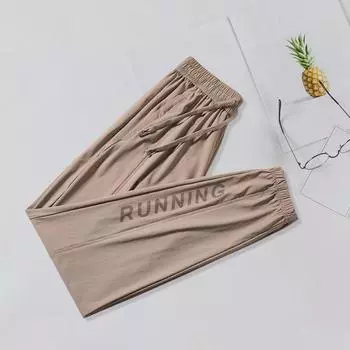 Брюки унисекс Ледяной шелк с тонкими карманами на щиколотке и шнурком Однотонная эластичная талия Цвет сбоку Быстросохнущие спортивные штаны для тренировок в тренажерном зале 3XL розовый