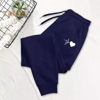 Брюки унисекс весна-осень с эластичной резинкой на талии, с резинкой на щиколотке, с узором в виде сердца, плотные плюшевые брюки, однотонные, свободные, в уличном стиле, спортивные брюки S серый