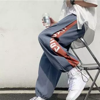 Брюки в стиле хип-хоп Y2k Повседневные брюки-карго с цветными блоками и принтом Спортивные брюки для мужчин S серый