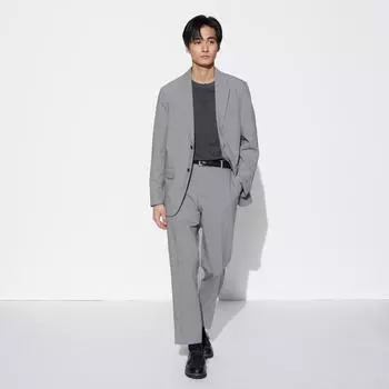 Брюки восхищения UNIQLO, эластичные в двух направлениях, с узором «гусиные лапки», длина 76 см, длина