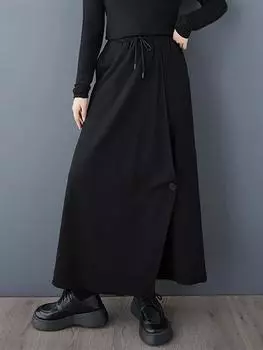 Брюки XITAO с нерегулярным разрезом и эластичной талией GMM1159 One Size чёрный