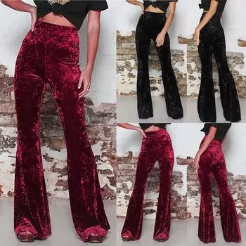 Брюки женские активные с высокой талией свободные брюки для бега плиссированные брюки для вечеринок для женщин M красный