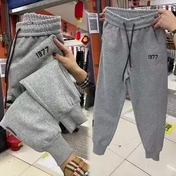 Брюки женские из утолщенного бархата осень-зима и зима, спортивные штаны, модные спортивные шаровары 4XL чёрный