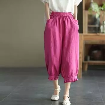 Брюки женские летние спортивные штаны женские брюки длиной до икры укороченные брюки XXXXL белый