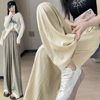 Брюки женские летние тонкие Yamamoto 2024 года, новые прямые повседневные солнцезащитные брюки с высокой талией и широкими штанинами S