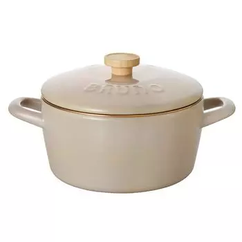 Bruno BHK280 6760926 Fuji Enamel Two-Handled Pot, 7.9 inches (20 cm), Greige