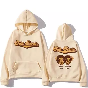 Бруно Марс с капюшоном с графическим принтом, готический удобный свитшот с капюшоном, зимняя ретро-панк-одежда, хип-хоп-панк-толстовка XS хаки