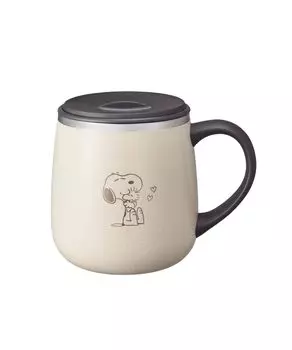 BRUNO PEANUTS Stainless Steel Mug with Lid Short 320ml Snoopy Mug Vacuum Double Layer Stainless Steel Remote Work Camping Outdoor Ecru Thermal/Cold