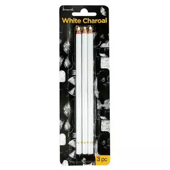 Brusarth Professional White Charcoal Pencil Set Sketch Highlighting White Pencils for Set of 3 White Chalk Pencils for Beginners and Artists -