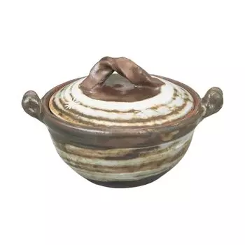 Brush mark flower pattern 4 pot Earthenware pot for one person No. [15.212.39.5cm]