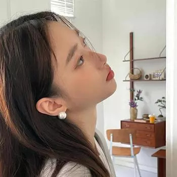 Brushed ball earrings women s ins metal cold niche personality advanced sense 925 Tremella pin ear buckle 925 silver needles