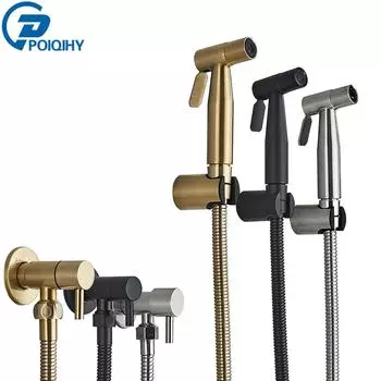 Brushed Gold Handheld Toilet Bidet Sprayer Stainless Steel Bidet Shower Hygienic Shower Wall Toilet Bidet Sprayer Cold Water матовый черный